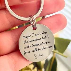 Personalized Stainless Steel Keychain - Customizable Best Friend Gift - Breast Cancer Support