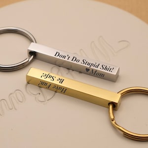 Custom 3D Vertical Bar Keychain: Sarcastic Stainless Steel Keyring