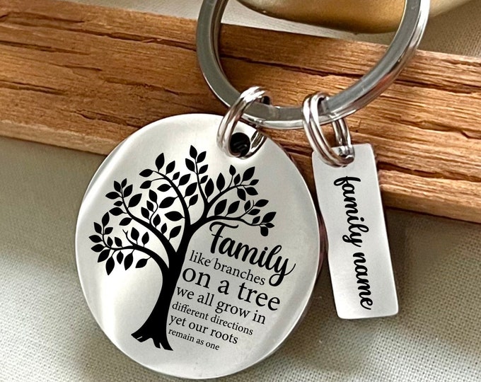 Tree Keyring Custom Family Tree Keychain: Personalized Stainless Steel Keyring - Etsy