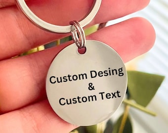 Personalized Stainless Steel Silver Keychain - Customizable Engraved Key Holder