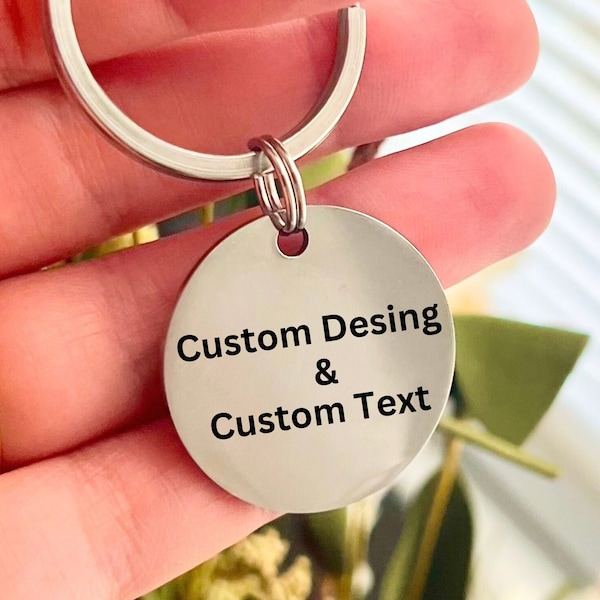 Personalized Stainless Steel Silver Keychain - Customizable Engraved Key Holder