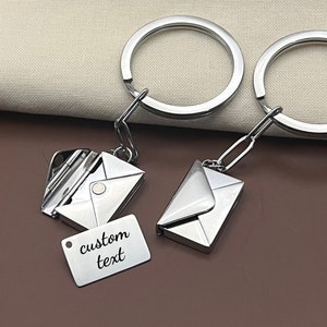 Custom Envelope Stainless Steel Keychain - Personalized Message Holder Keychain - Birthday Gift - Christmas Gift