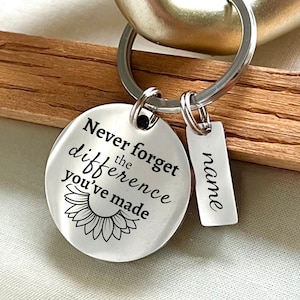 Personalized Never Forget The Difference You Have Made Stainless Steel Keychain - Custom Appreciation Keychain for First Responders