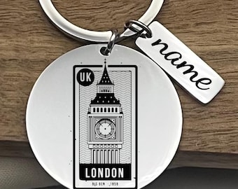 Llavero personalizado de Londres: regalo de recuerdo de acero inoxidable