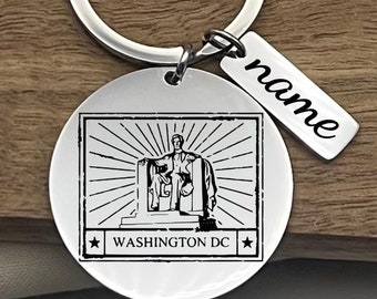 Personalized Washington DC Keychain: Stainless Steel Souvenir Gift