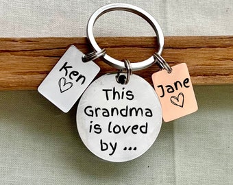 Personalized Grandma Keychain: Stainless Steel Nanny Gift