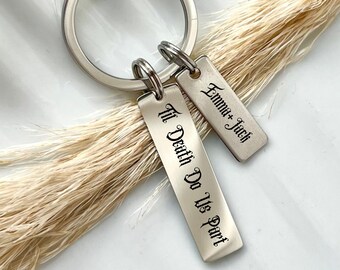 Custom 'Til Death' Stainless Steel Keychain: Personalized Wedding Vows Charm