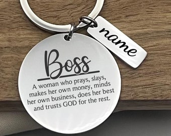 Custom Boss Definition Stainless Steel Keychain - Personalized Boss Gift - Unique Boss Appreciation Gift