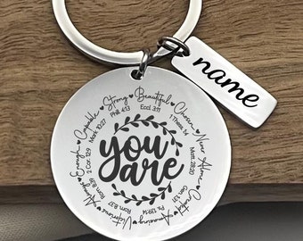 Custom You Are Bible Verse Stainless Steel Keychain - Personalized Inspirational Gift