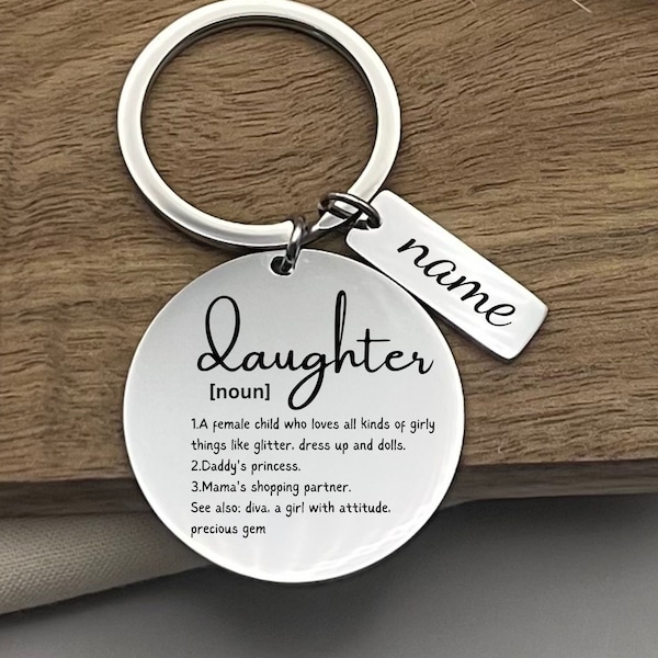 Custom Daughter Definition Stainless Steel Keychain - Custom Daughter Funny Gift - Birthday Gift to Daughter - Lovely Gift for Daughter