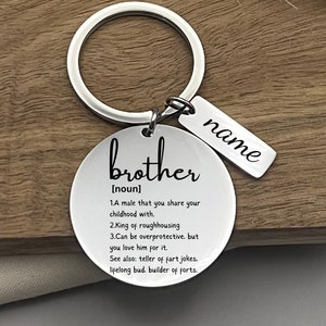 Custom Brother Definition Stainless Steel Keychain - Personalized Brother Funny Gift - Birthday Gift to Brother - Christmas Gift for Brother