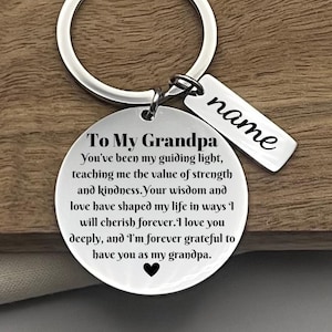 Personalized To My Grandpa Stainless Steel Keychain - Custom Christmas Gift for Grandfather - Birthday Gift To Grandpa