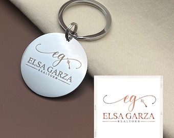 Personalized Brand Logo Stainless Steel Keychain - Custom Logo Engraved Keychain - Custom Branded Charm