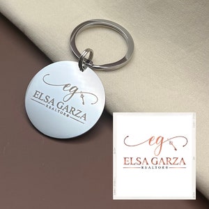 Personalized Brand Logo Stainless Steel Keychain - Custom Logo Engraved Keychain - Custom Branded Charm