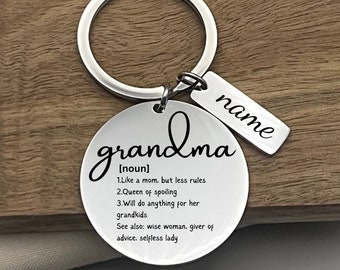 Custom Grandma Definition Stainless Steel Keychain: Personalized Nana Gift