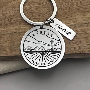 Portachiavi personalizzato dello Stato del Kansas: regalo personalizzato in acciaio inossidabile