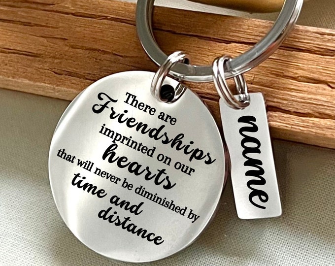 Personalized Distance Friendship Stainless Steel Keychain - Custom Friendship Keychain - Custom Forever Friends Keyring - Christmas Gift