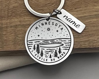 Custom Minnesota State Keychain: Personalized Stainless Steel Gift