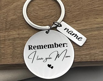 Personalized I Love You Mom Stainless Steel Keychain - Custom Birthday Gift to Mom - Custom Mother's Day Gift