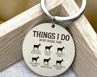Funny Goat Stainless Steel Keychain - Things I Do In My Spare Time