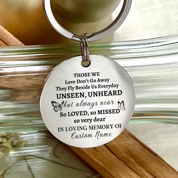Personalized Those We Love Stainless Steel Keychain - Custom In Loving Memory Of Keychain - Butterfly Memorial Tribute Keychain