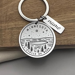Custom Minnesota State Stainless Steel Keychain - Personalization Christmas Gift for Mom