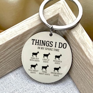 Custom Things I Do Funny Goat Stainless Steel Keychain - Personalized Hilarious Goat Keychain - Custom Goat Lover Charm - Christmas Gift
