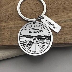 Custom Nevada State Stainless Steel Keychain - Personalization Christmas Gift for Mom