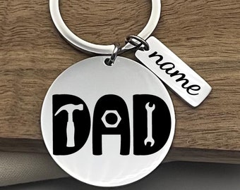 Personalized Dad Tools Keychain: Stainless Steel Custom Keyring