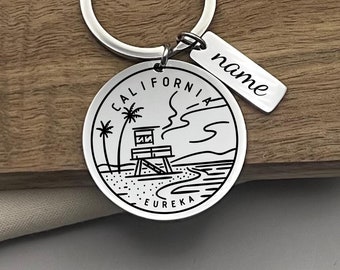 Custom California State Keychain: Personalized Stainless Steel Gift