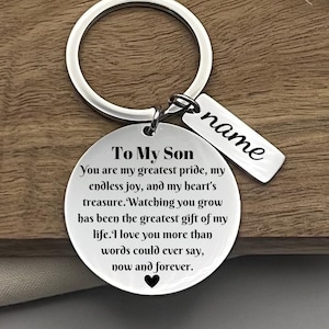Personalized To My Son Keychain - Engraved Stainless Steel Keyring