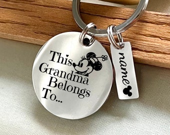 This Grandma Belongs To Keychain - Handmade Keychain with Disney and Grandkids' Names