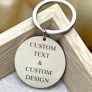 Personalized Stainless Steel Silver Keychain - Customizable Engraved Key Holder