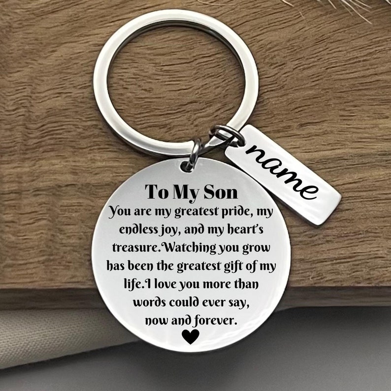 Custom to My Son Definition Stainless Steel Keychain Personalized Son