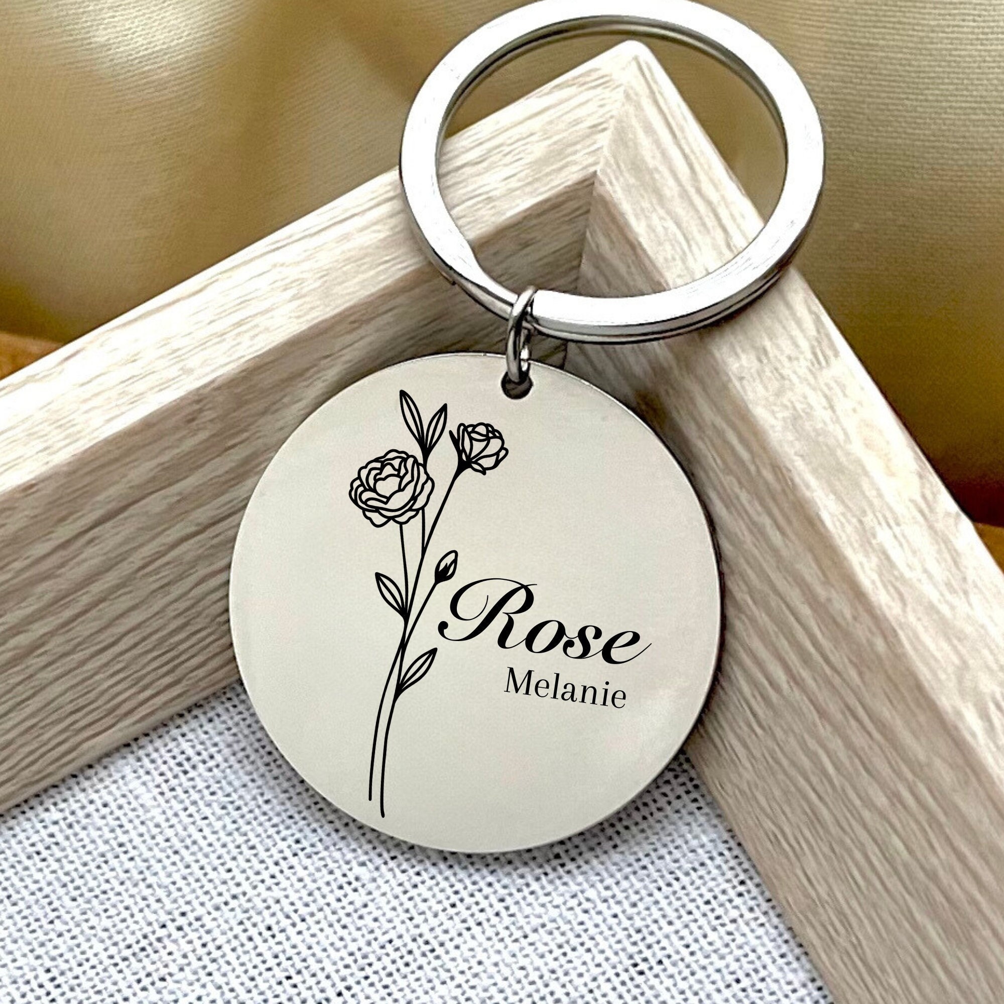 Flower Personalised Photo Keyring Wedding Custom Birthday Present Gift - Foto 9