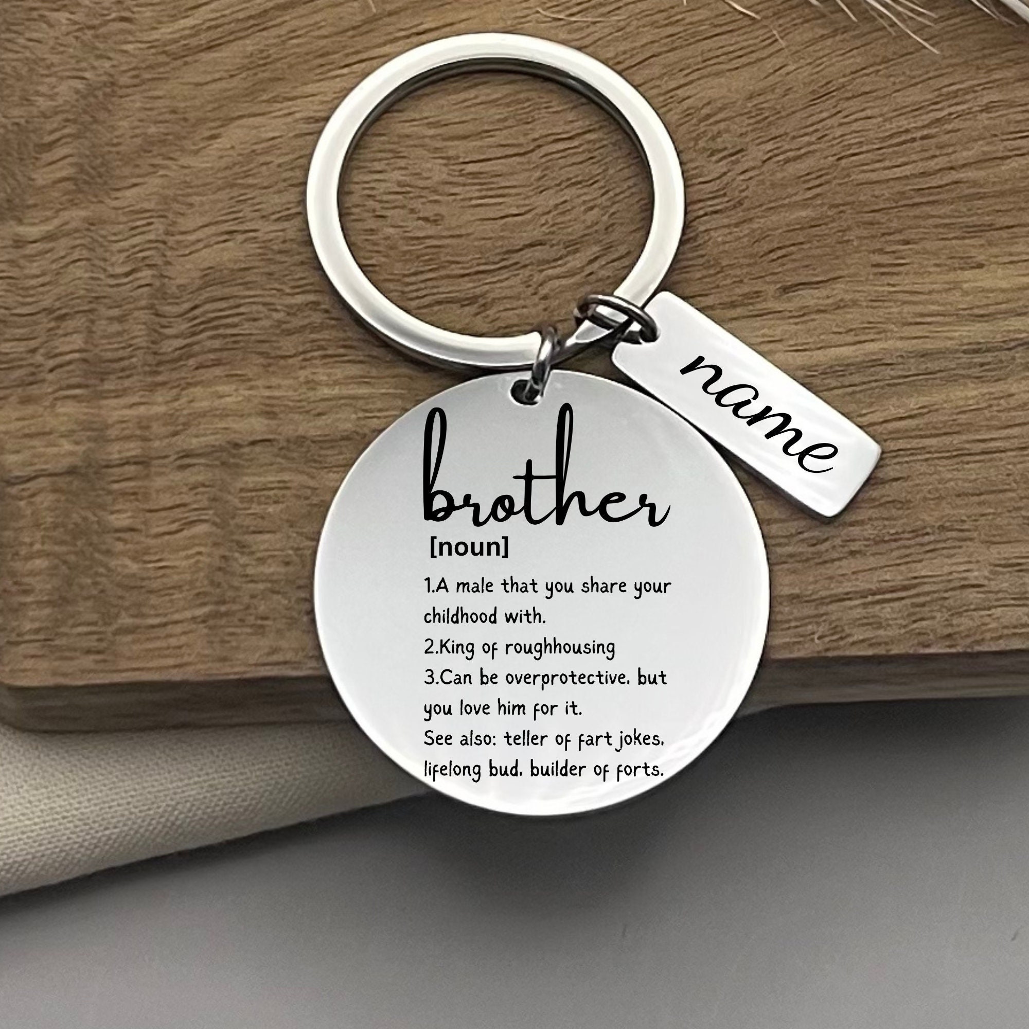 Personalisiert Schlüsselanhänger Für Bruder – Aus Edelstahl, Geschenk Zum Geburtstag Oder Weihnachten | Mit Gravur „Bruder“