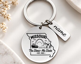 Missouri Keychain, Show Me State Gift, Missouri Souvenir, Personalized State Keychain