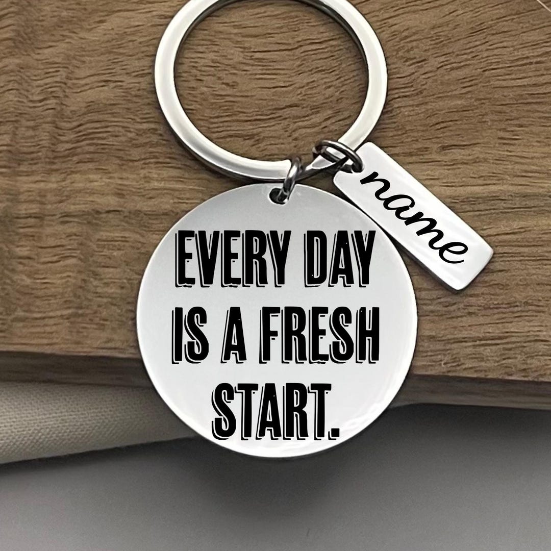 Fresh Pro Keychains Personalized Fresh Start Stainless Steel Keychain – Encouragement Gift ...