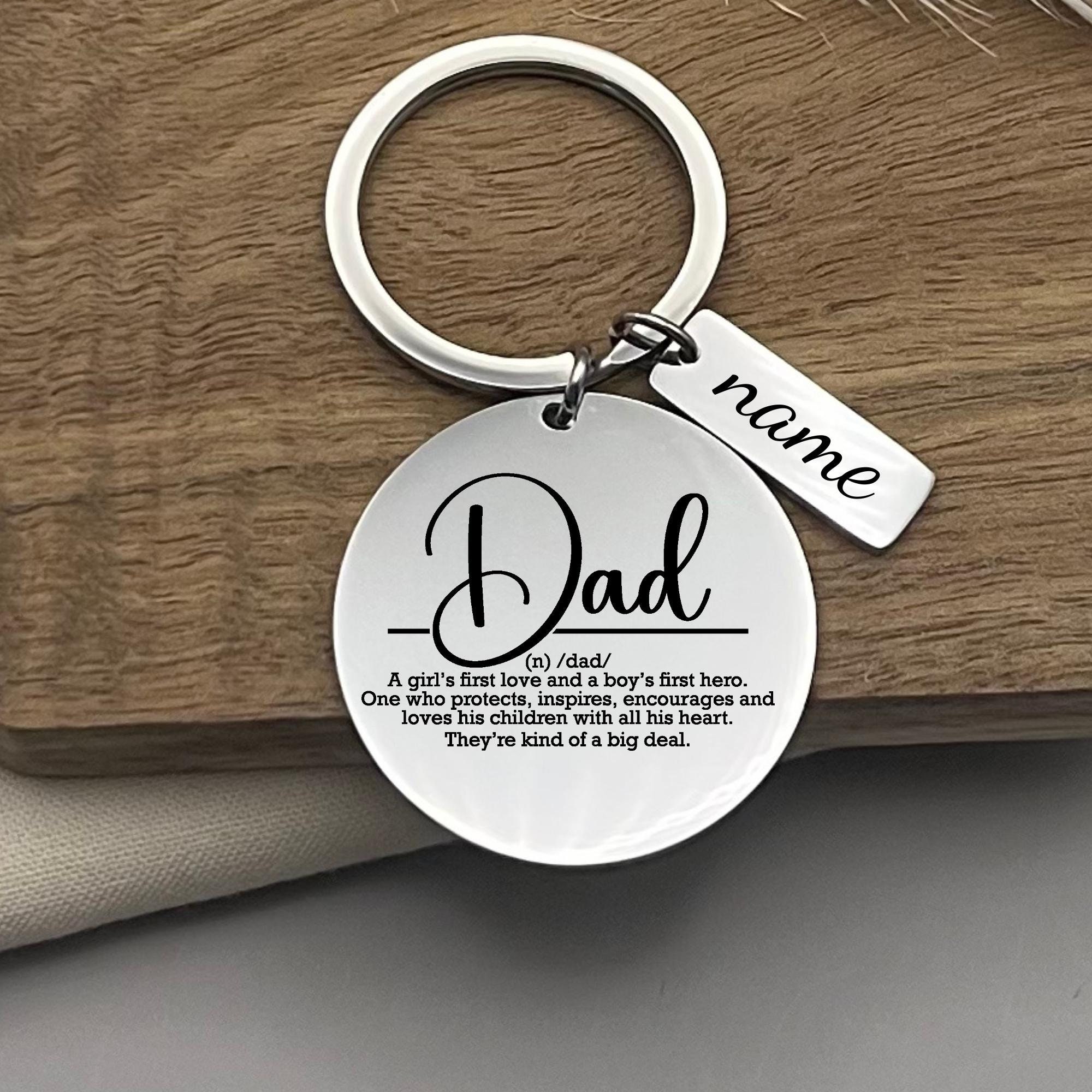 Custom Dad Stainless Steel Keychain - Personalized Father's Day