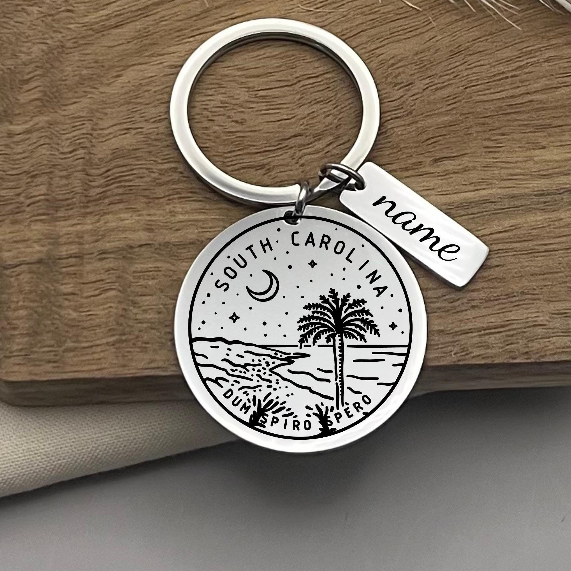 Metal Sc Keychain Custom South Carolina Keychain: Personalized Stainless Steel State Gift ...