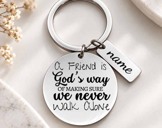 Personalized Stainless Steel Friendship Keychain - Never Walk Alone Gift
