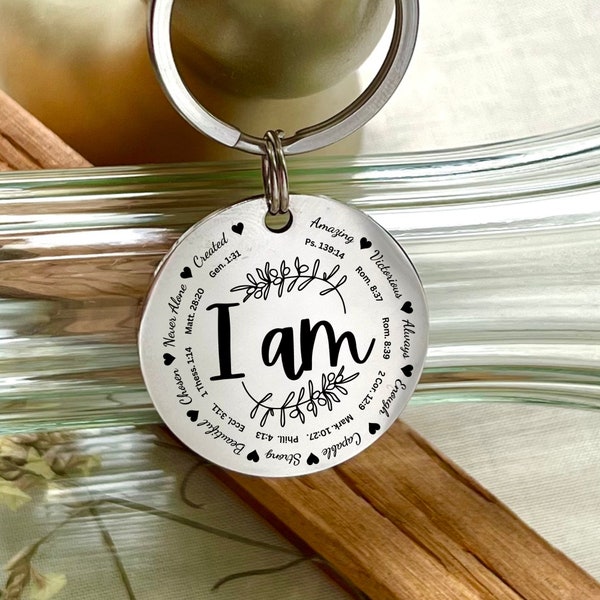 Personalized I Am Inspiration Keychain - Encouraging Bible Verse Gift