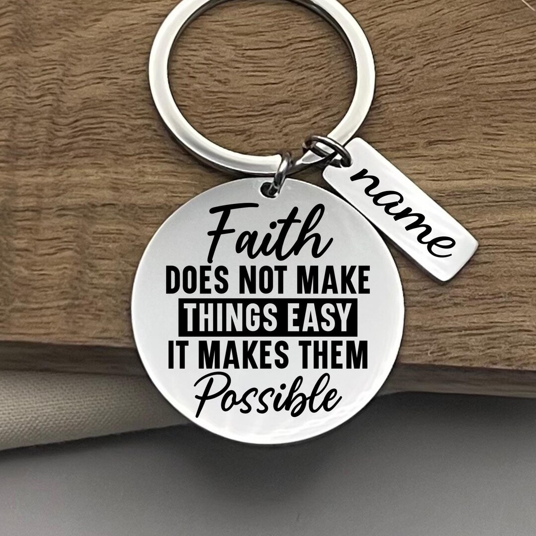 Personalized Faith Keychain: Engraved Stainless Steel Religious Gift - Etsy