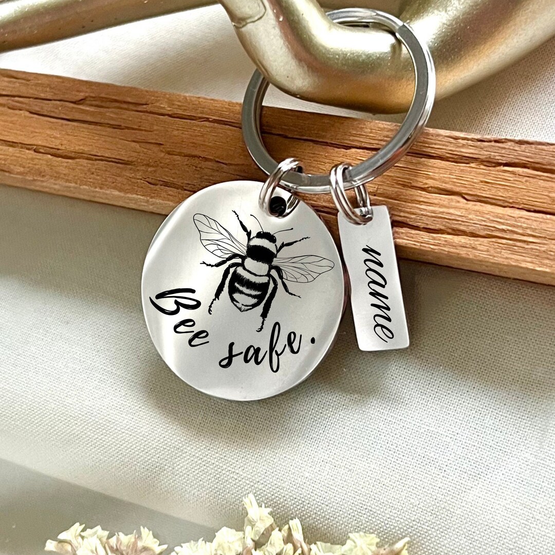Personalized Bee Safe Stainless Steel Keychain: Custom Inspirational ...