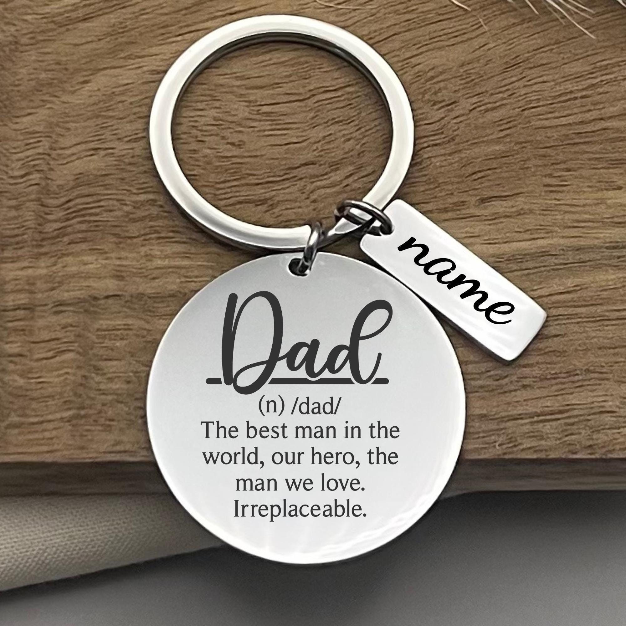 Custom Dad Definition Stainless Steel Keychain - Personalized Dad