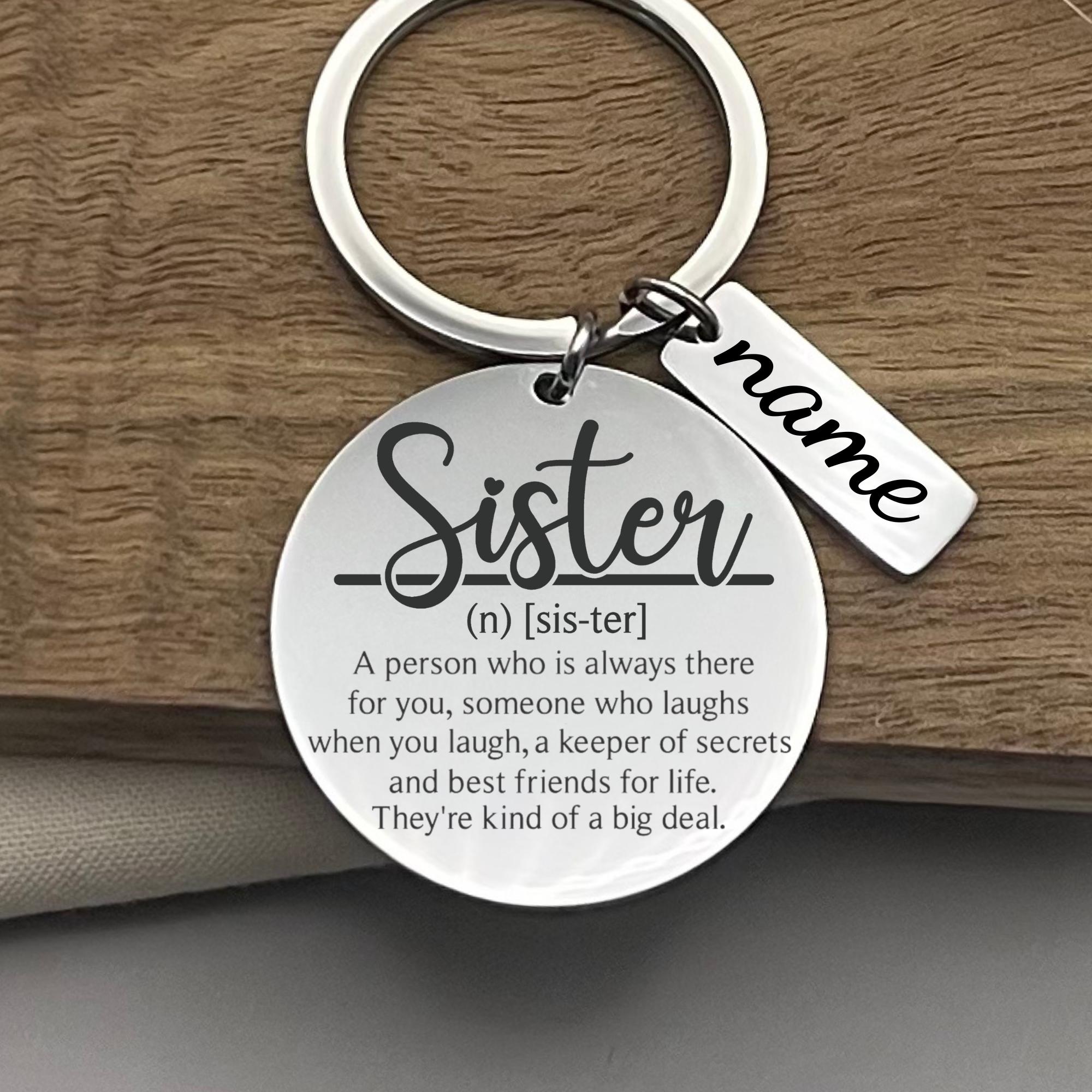 Personalized Sister Definition Stainless Steel Keychain - Sister