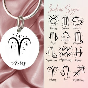 Spersonalizowany brelok zodiakalny, spersonalizowany brelok ze znakiem zodiaku, prezent astrologiczny