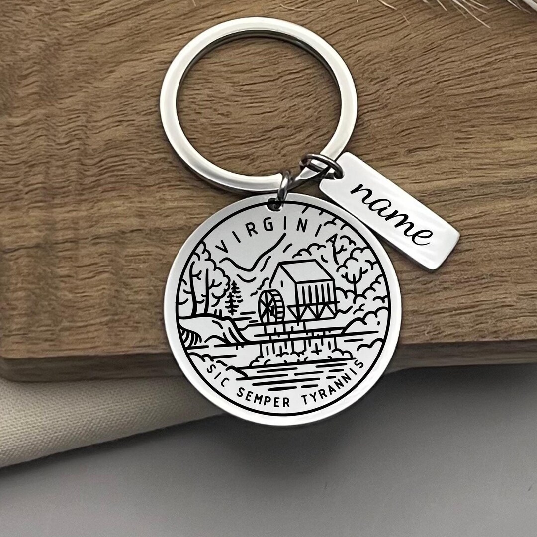 Custom Virginia State Keychain: Personalized Stainless Steel Gift - Etsy