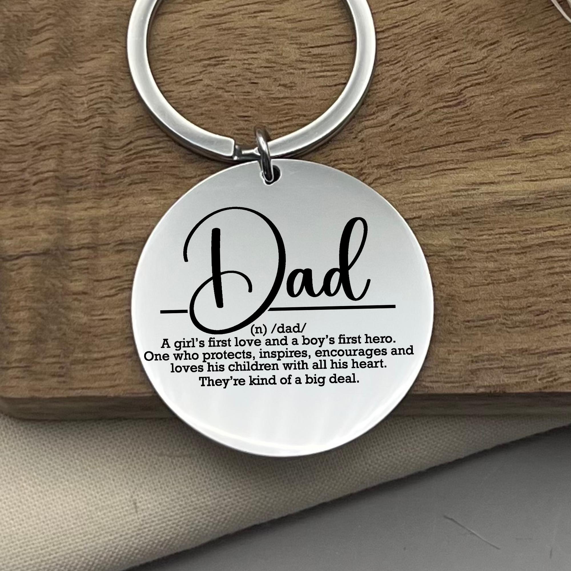 Custom Dad Stainless Steel Keychain - Personalized Father's Day