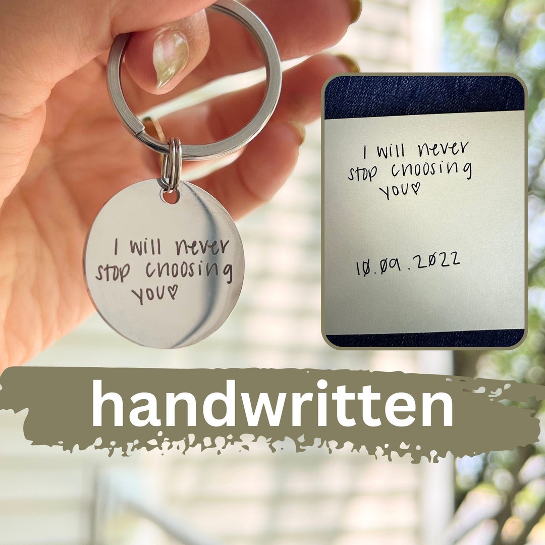 Personalized Handwritten Keychain, Custom Keychain for Boyfriend